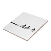 3つのサイクリストサイクリングビーチ反射スケッチ タイル (側面)