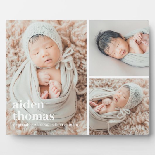 3つのシンプルフォトデスクトップのパーソナライズされたギャラリー フォトプラーク (正面)