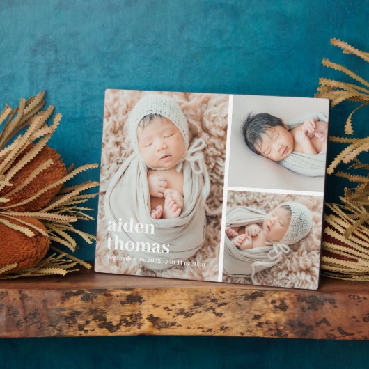 3つのシンプルフォトデスクトップのパーソナライズされたギャラリー フォトプラーク (側面)