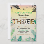 3つのジャングルの第3誕生会のサファリの動物園の招待 招待状 (正面)