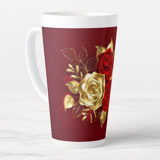 3つのジュエリーバラ カフェラテマグ (左アングル)