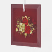 3つのジュエリーバラ ガラスオーナメント (正面左)