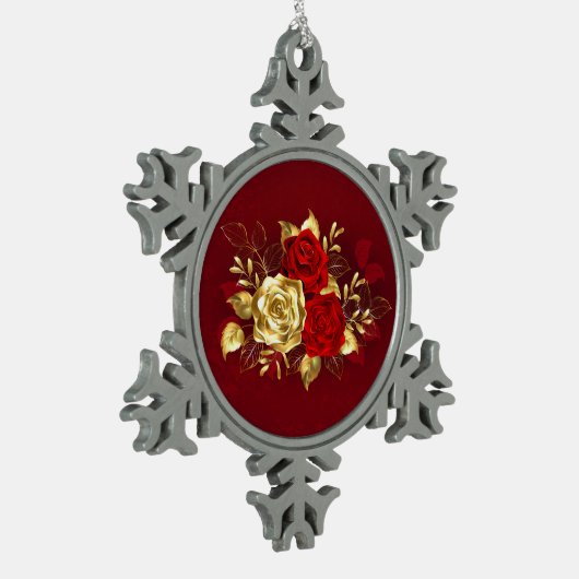 3つのジュエリーバラ スノーフレークピューターオーナメント (左)