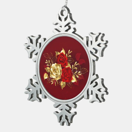 3つのジュエリーバラ スノーフレークピューターオーナメント (右)