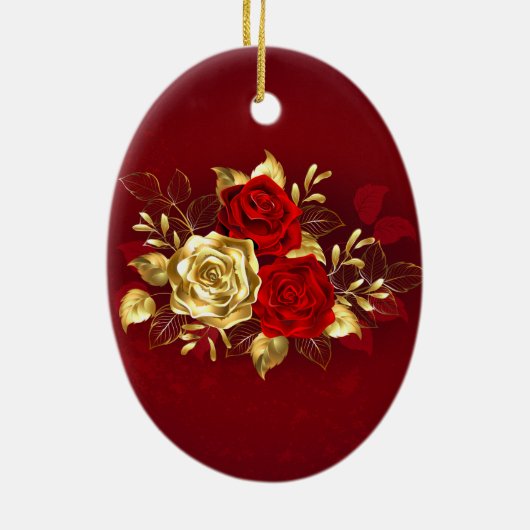 3つのジュエリーバラ セラミックオーナメント (裏面)