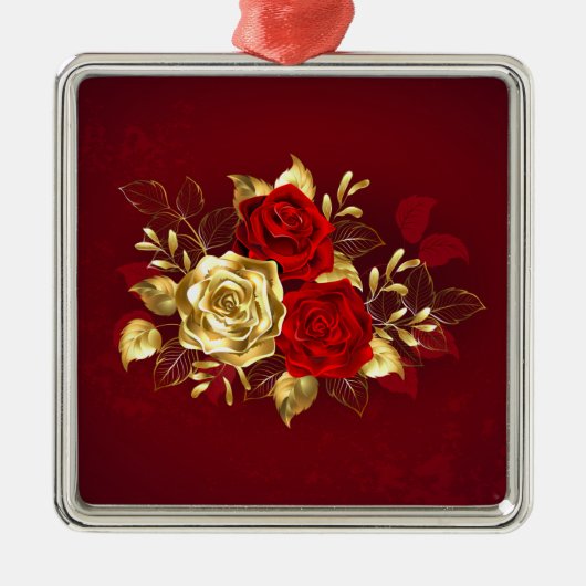 3つのジュエリーバラ メタルオーナメント (正面)