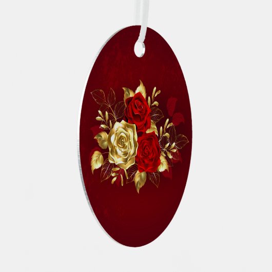 3つのジュエリーバラ メタルオーナメント (正面右)