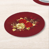 3つのジュエリーバラ ラウンドペーパーコースター (アングル)