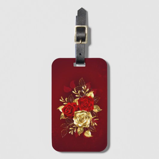 3つのジュエリーバラ ラゲッジタグ (正面縦)