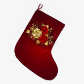 3つのジュエリーバラ ラージクリスマスストッキング (正面 (吊り時))