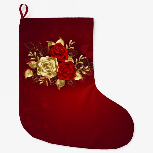 3つのジュエリーバラ ラージクリスマスストッキング (正面)