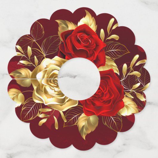 3つのジュエリーバラ ワイングラスタグ (正面)