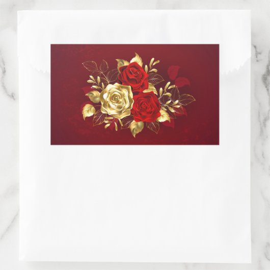 3つのジュエリーバラ 長方形シール (バッグ)