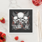 3つのスカルとレッドチョッパーのオートバイ スタンダードランチョンナプキン (インサイチュ)