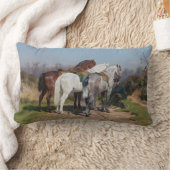3つのスタリオンウマ(by Rosa Bonheur) ランバークッション (ブランケット)