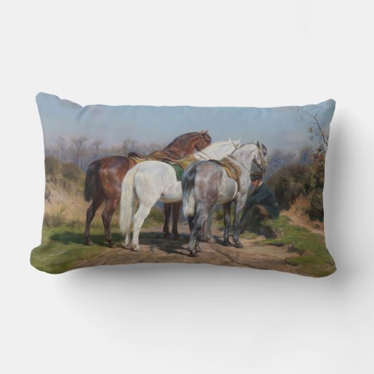 3つのスタリオンウマ(by Rosa Bonheur) ランバークッション (正面)