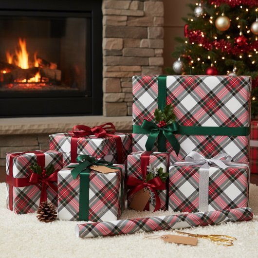 3つのスチュワートプレイドラッピング紙シート ラッピングペーパーシート