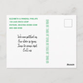 3つのスパイラルラッキー竹の私たちは発表を移動 ポストカード (裏面)