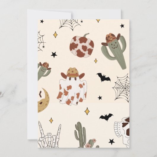 3つのスピリット グルービーカクタス ハロウィン誕生日 招待状 (裏面)