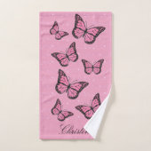 3つのタオルの蝶パターンのセット バスタオルセット (ハンドタオル)