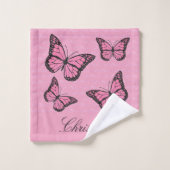 3つのタオルの蝶パターンのセット バスタオルセット (ウォッシュタオル)