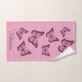 3つのタオルの蝶パターンのセット バスタオルセット (ハンドタオル)