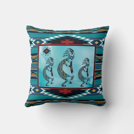 3つのターコイズココペリ装飾用クッション クッション (裏面)