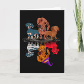 3つのダックスシャンドリフレクションハロウィーン大人の贈り物 サンキューカード (正面)