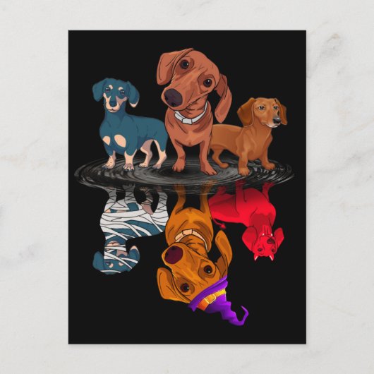 3つのダックスシャンドリフレクションハロウィーン大人の贈り物 ポストカード (正面)