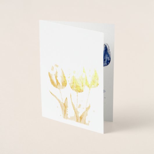 3つのチューリップ、フォイル結婚式招待状 箔カード (正面)