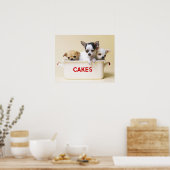 3つのチワワの子犬のケーキのスズ ポスター (キッチン)