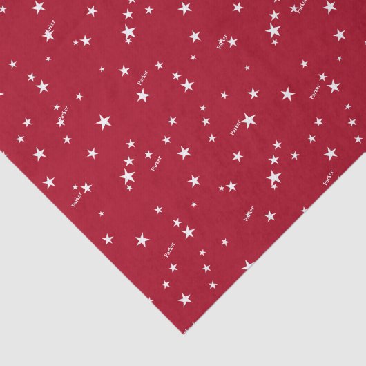 3つのティッシュシート、赤と白の星のパターンの名前 薄葉紙 (詳細)