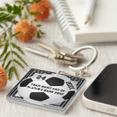 3つのテキスト・ボックスとパーソナライズなサッカーチームのギフト キーホルダー (正面右)