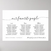 3つのテーエレガントブルお気に入りのPeople Seat Chart ポスター (正面)