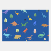 3つのディノカラフルフォレストの子供へセット ラッピングペーパーシート (正面2)