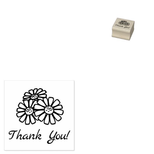 3つのデイジーありがとう1x1 ラバースタンプ (押印)