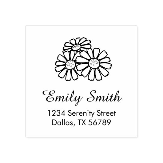 3つのデイジーアドレス ラバースタンプ (インプリント)