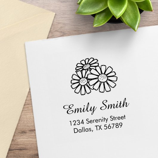 3つのデイジーアドレス ラバースタンプ