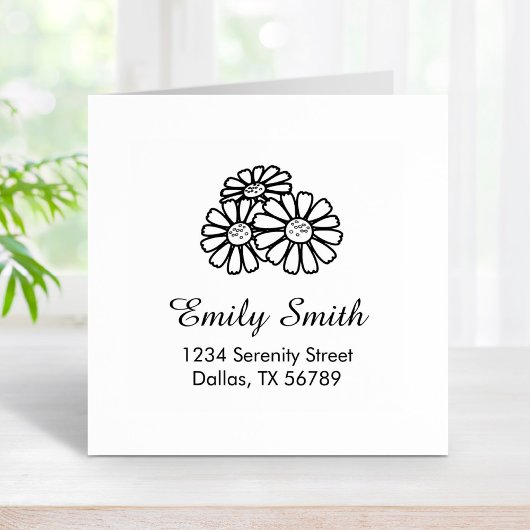 3つのデイジーアドレス ラバースタンプ