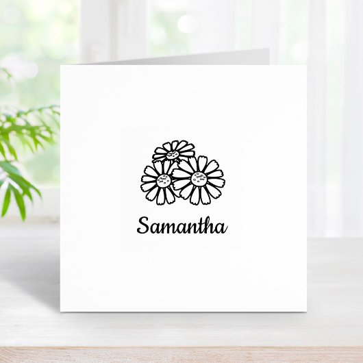 3つのデイジー名前をカスタムする ラバースタンプ