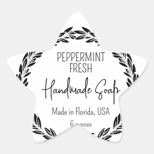 3つのデザイン オーダーメイド モダン リーフ ボーダー 防水 星シール (正面)