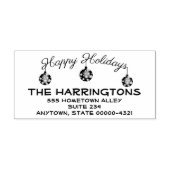 3つのトレンディーオーナメントハッピーホリデーズタイポグラフィ ラバースタンプ (インプリント)