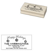 3つのトレンディーオーナメントハッピーホリデーズタイポグラフィ ラバースタンプ (押印)