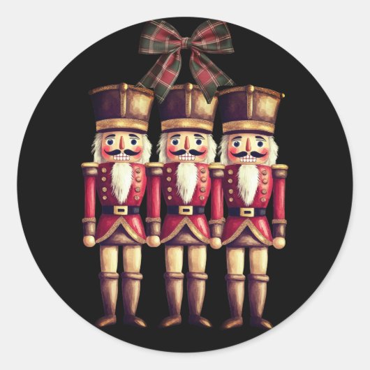 3つのナツクラッカーレッドクラシックラウンドスティック ラウンドシール (正面)