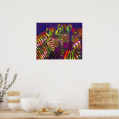 3つのネオンシマウマ ポスター (キッチン)