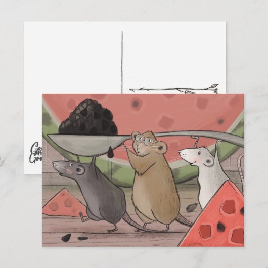 3つのネズミ。 ポストカード (正面/裏面)