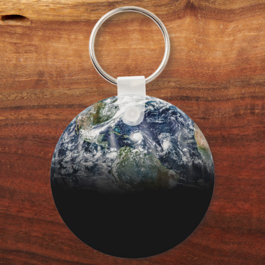 3つのハリケーンを持つ惑星の地球のモザイク画像 キーホルダー (裏面)