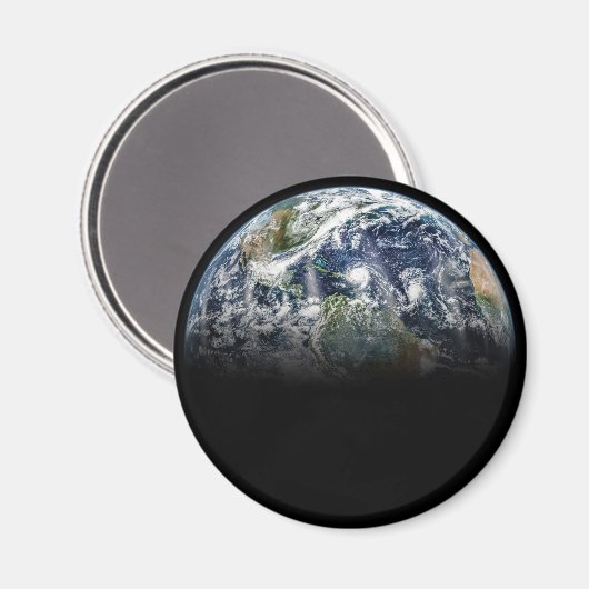 3つのハリケーンを持つ惑星の地球のモザイク画像 マグネット (正面/裏面)