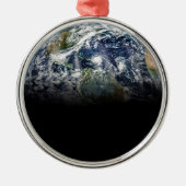 3つのハリケーンを持つ惑星の地球のモザイク画像 メタルオーナメント (正面)