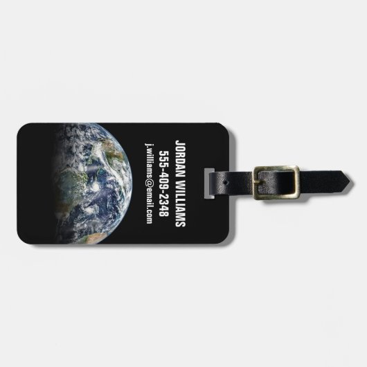 3つのハリケーンを持つ惑星の地球のモザイク画像 ラゲッジタグ (正面横)